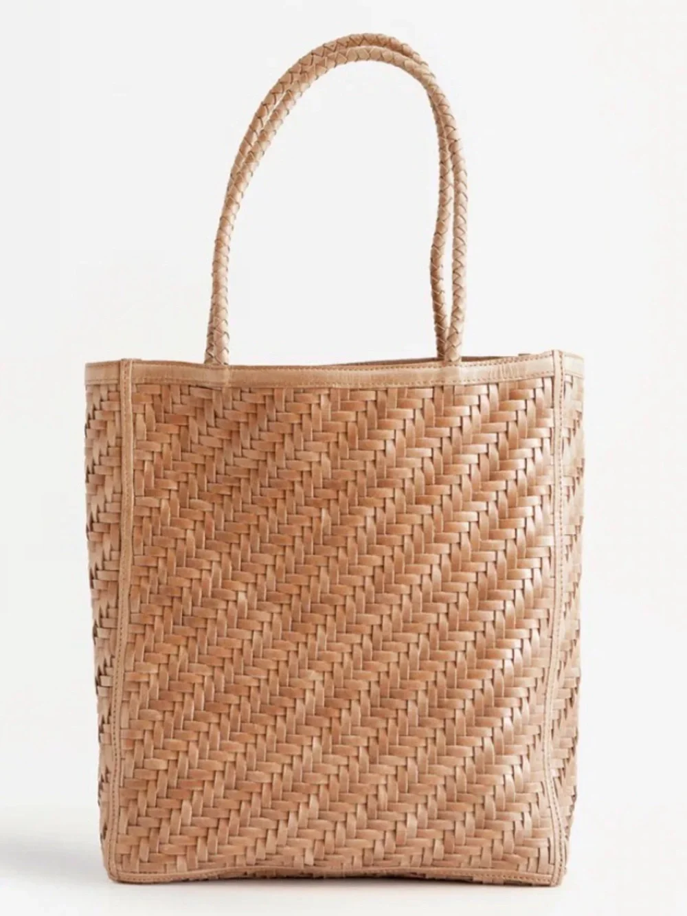 Bembien Woven Braided Leather Tote Bag in Natural Tan - Picture 1 of 6